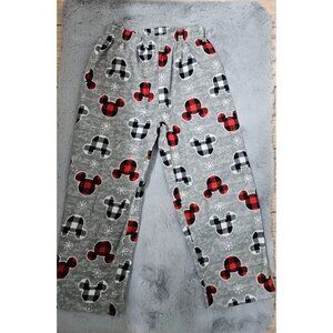 Disney Kids Pajama Pants Size 5 Gray Plaid Mickey Mouse Christmas Theme